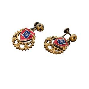 Vintage Shields Dangle Screw On Earrings